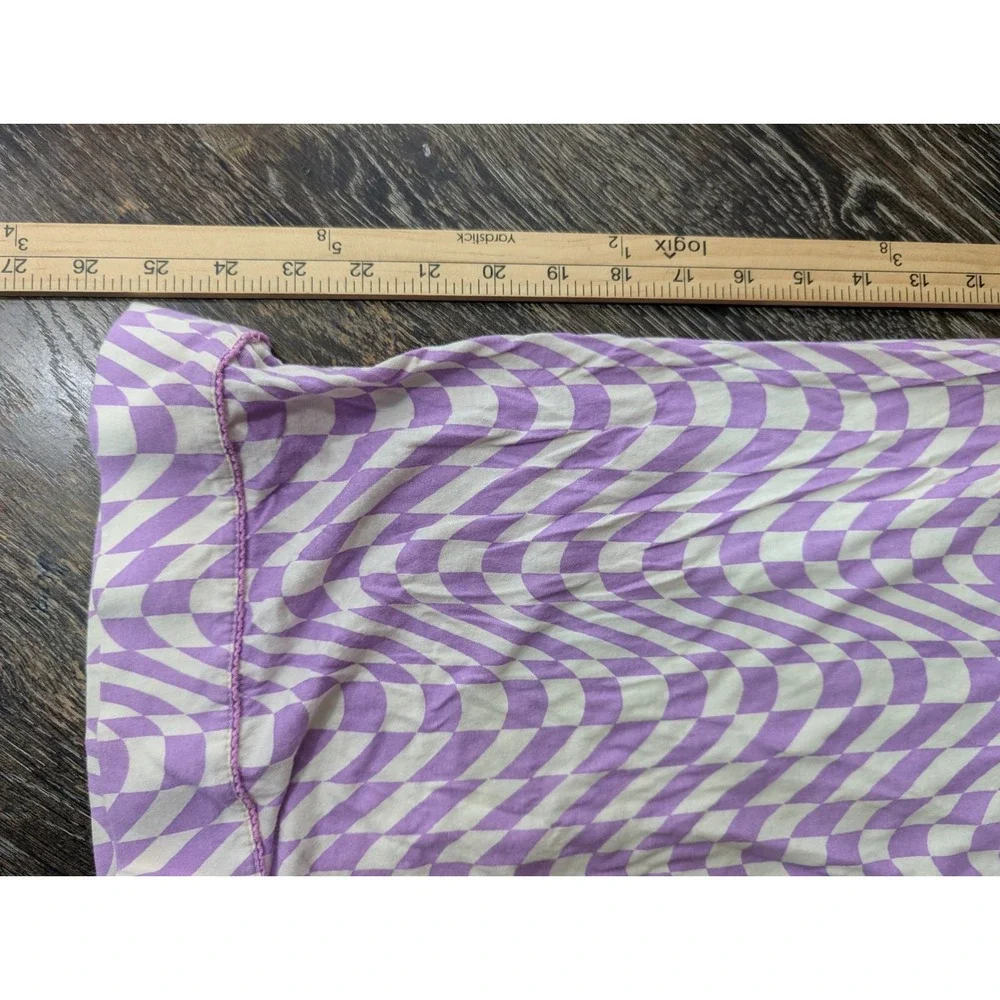Anthropologie Purple Wavy Checkerboard Pajama Set Retro Loungewear Womens Medium